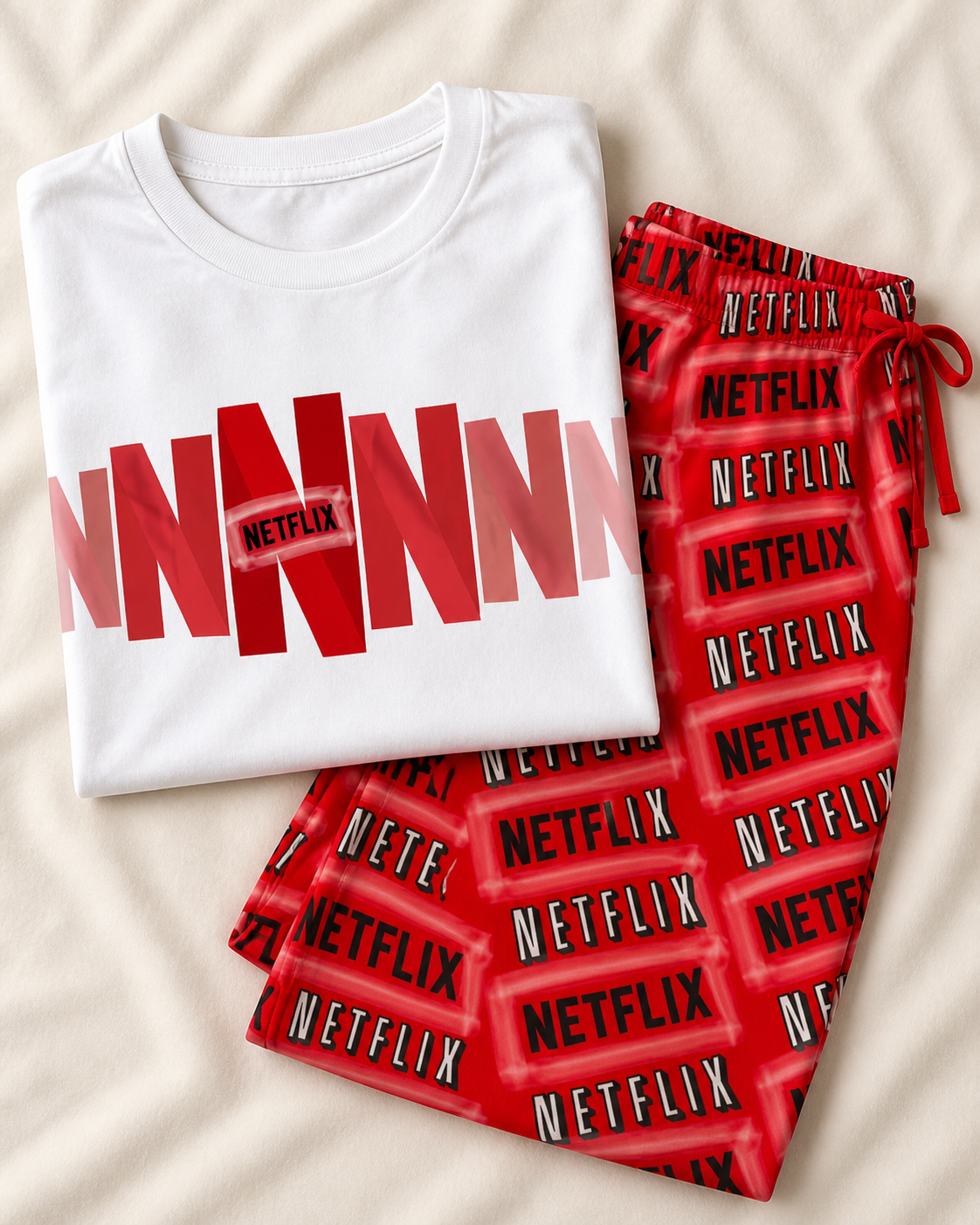Pijama remera y pantalón rojo